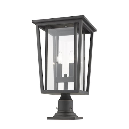 Z-Lite Seoul 2 Light Outdoor Pier Mounted Fixture, Oil Rubbed Bronze & Clear 571PHBR-533PM-ORB